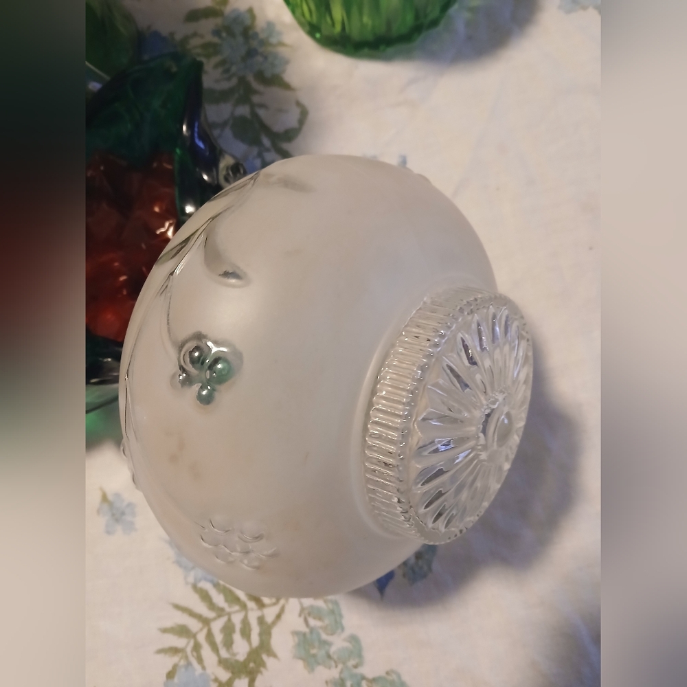 Vintage Frosted Soft Glow Lamp Glass Light Globe with Floral Design